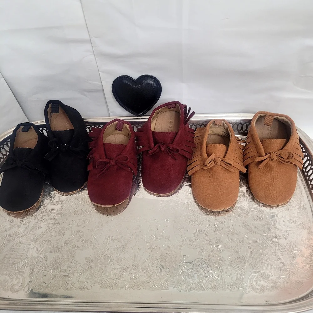 MOCCASINS!!! Three Pairs Of Baby Moccasins From Old Navy. Size18-24M